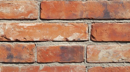 Obraz premium Red brick wall texture close-up showcasing rustic construction materials for building and architectural design purposes