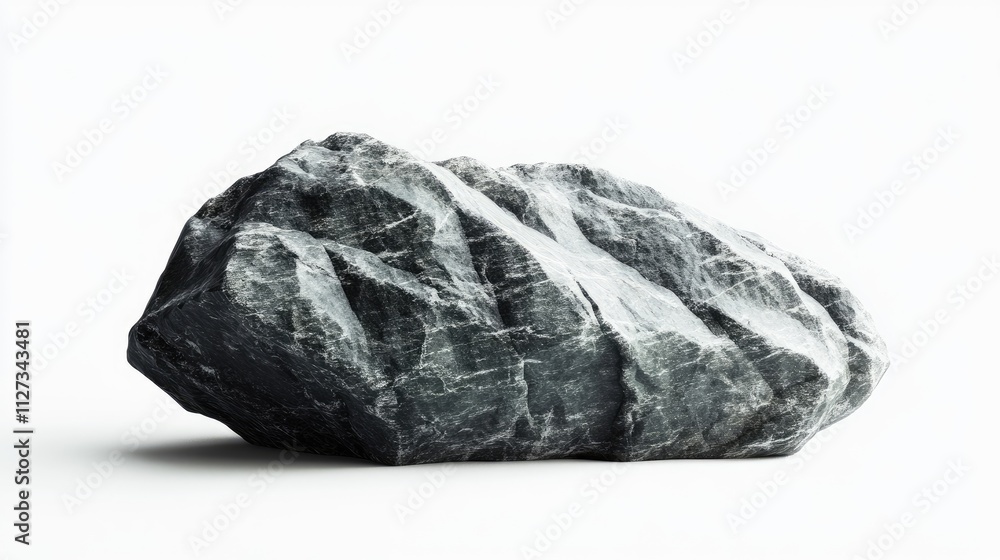 Poster natural grey stone with rugged surface texture isolated on a clean white background useful for desig