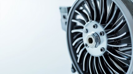 Car air conditioning system heater fan spare part close-up on white background for automotive service industry and repair concepts