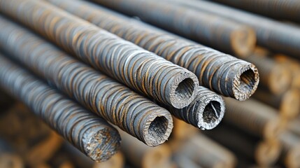 Steel Rebar for Construction Foundations Reinforcement Close-Up of Steel Bars Used in Building Projects