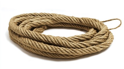 Obraz premium Hemp rope coil used in maritime settings for securing and tying down equipment and cargo