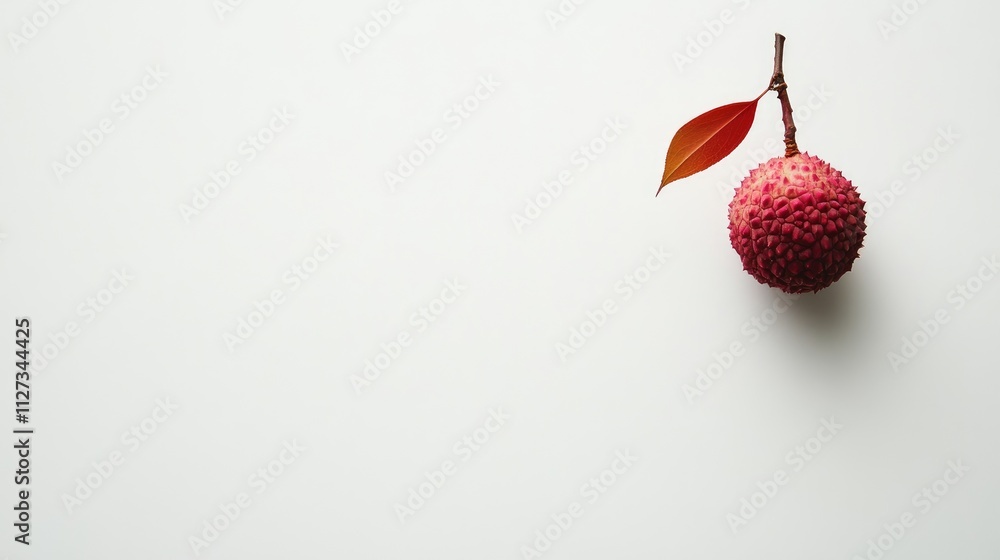 Aufkleber fresh lychee fruit with a green leaf isolated on a clean white background showcasing its unique text