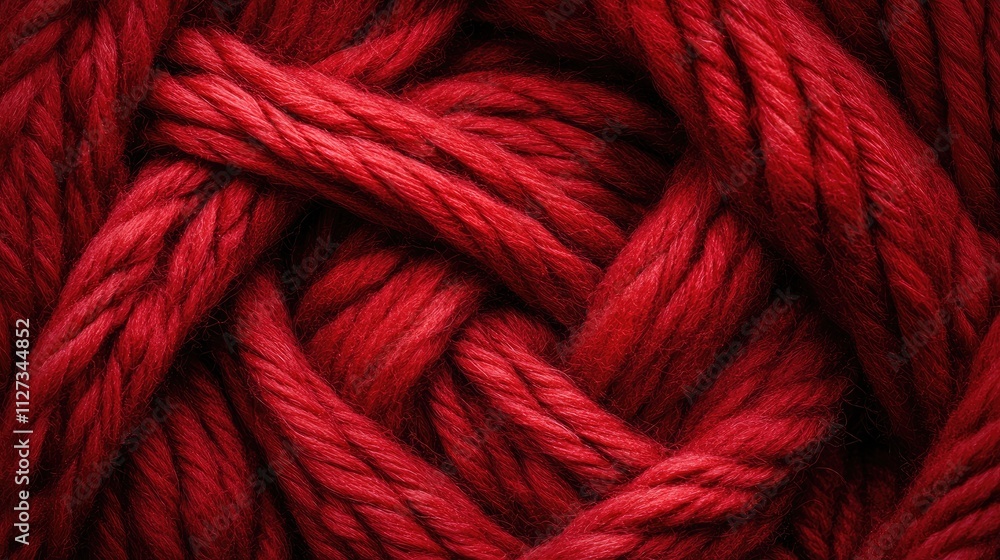 Aufkleber rich red wool yarn texture creating a woven fabric pattern ideal for textile design and creative pro