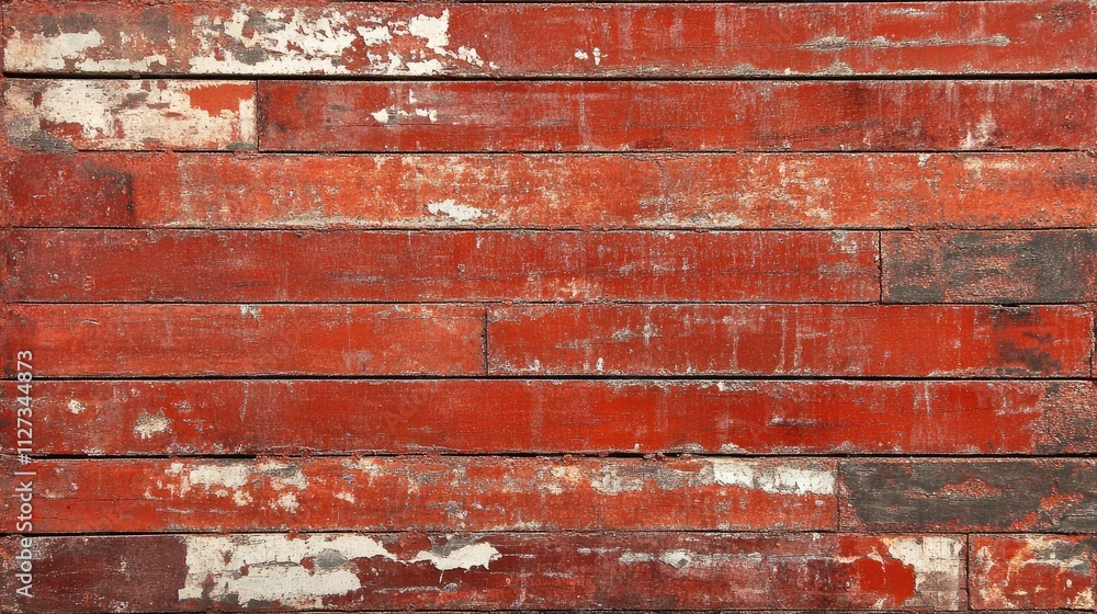 Poster Vintage red brick wall texture with cracks and scratches showcasing distressed patterns for architectural and background use