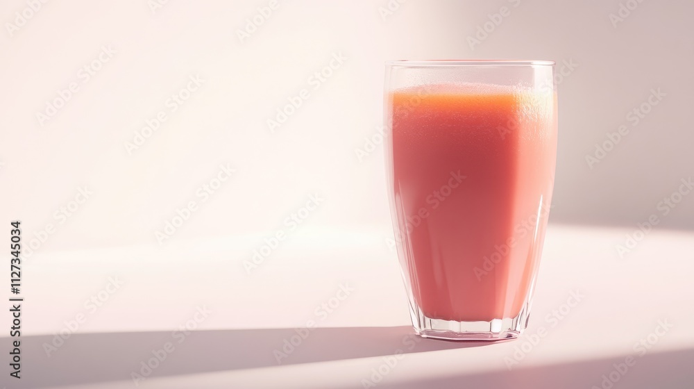 Poster refreshing grapefruit smoothie in a clear glass with soft lighting on a neutral background for healt