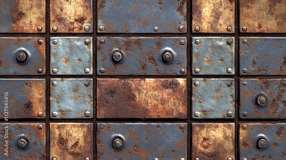 Poster high resolution detailed texture pattern of weathered rusty metal surfaces with contrasting colors a