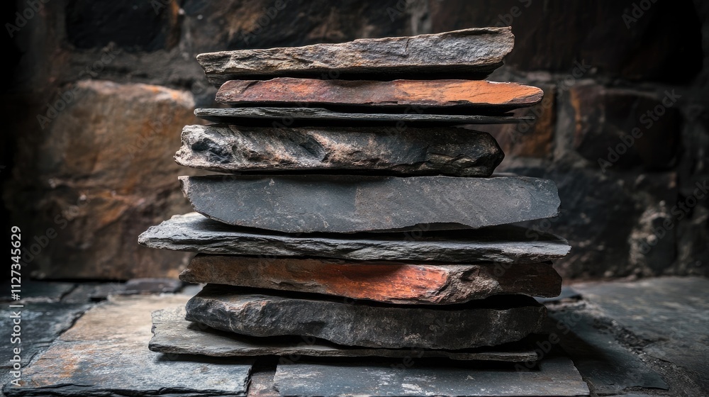 Poster stack of weathered slate and bricks representing the theme of reconstruction and resilience in build