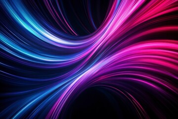 Fototapeta premium Dynamic neon light waves digital art abstract composition vibrant colors futuristic aesthetic
