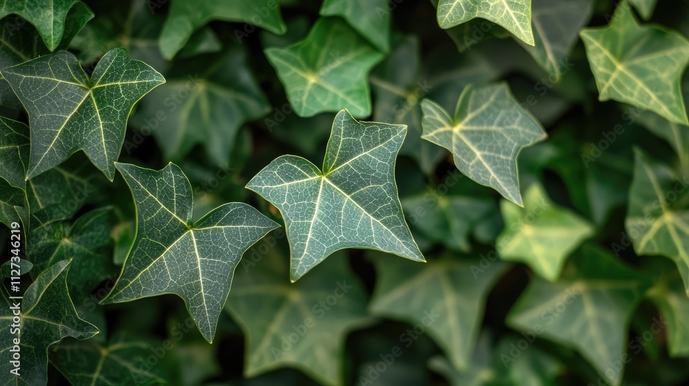 Aufkleber lush green ivy leaves background in summer featuring a shallow depth of field creating a serene natu
