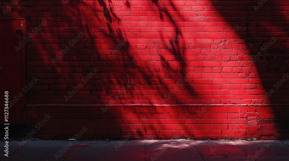 Poster vibrant red brick wall with soft shadows creating a striking urban backdrop for design and artistic 