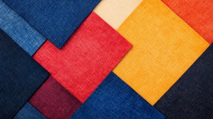 Fototapeta premium A carefully arranged collection of raw fabrics, featuring natural textures like linen and cotton, with vibrant and muted color options.