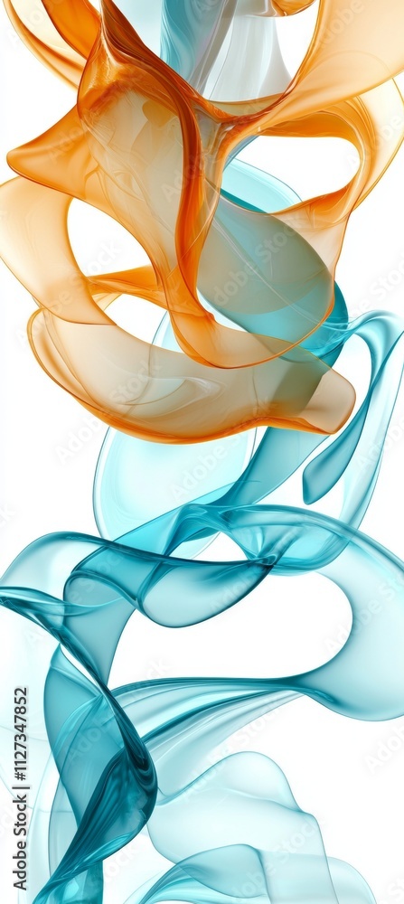 Aufkleber orange and teal abstract shapes intertwine and create an elegant, flowing design against a clean whi