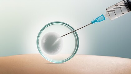 Realistic Illustration of In Vitro Fertilization IVF Process Fertilized Egg Cell and Needle A Detailed Visual Representation of Assisted Reproductive Technology