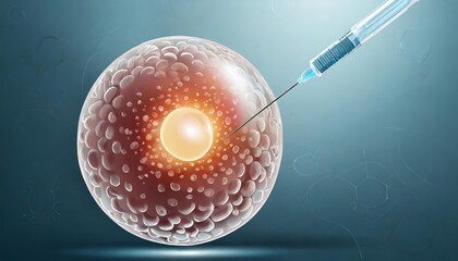 Realistic Illustration of In Vitro Fertilization Process Fertilized Egg Cell and Needle, Showcasing the Intricacies of Assisted Reproductive Technology in Modern Medicine