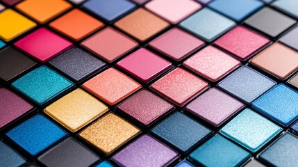Vibrant Mosaic of Colorful Cosmetic Textures Showcasing a Creative Makeup Palette Design