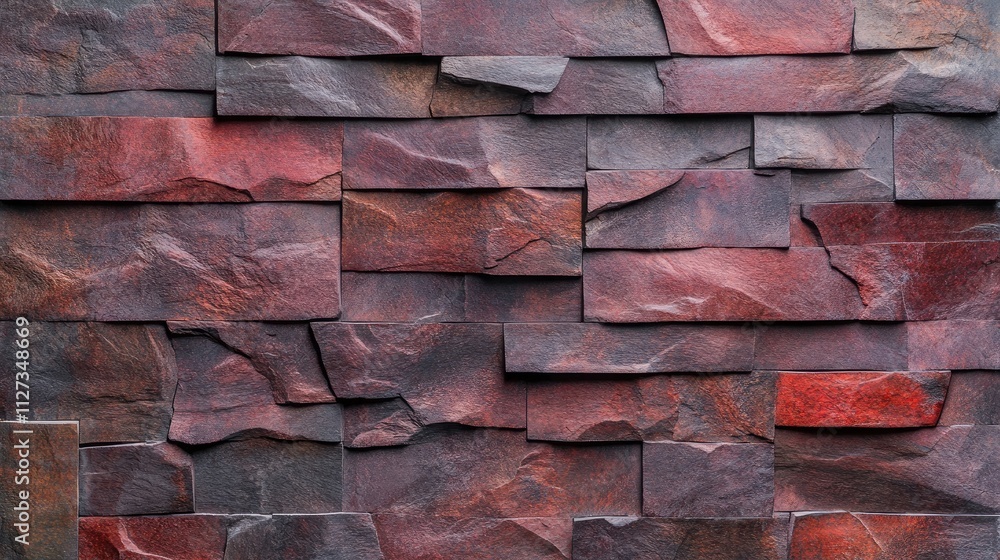 Poster red and brown stone wall texture showcasing a natural color palette with intricate surface details a