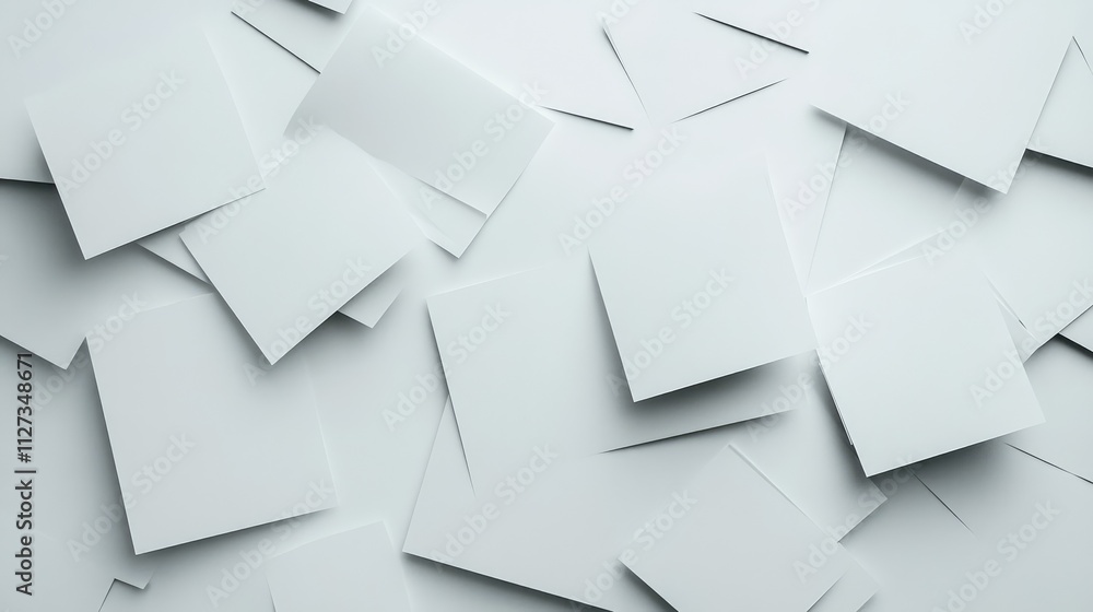 Aufkleber abstract business concept with scattered blank paper sheets for note-taking or brainstorming ideas i