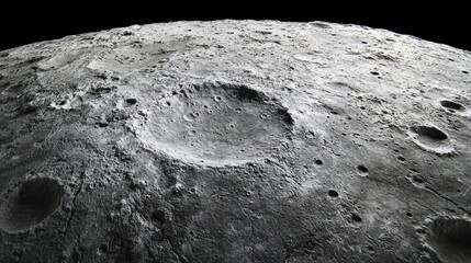Detailed close-up of a full moon showcasing craters and surface textures against a black background for astronomical illustration and study.