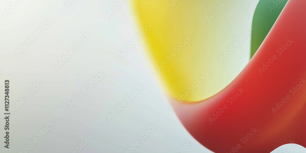 Poster creating smooth, colorful lines that flow and curve into wavy shapes on a pristine white background,