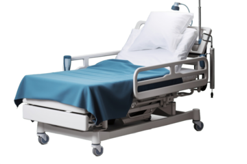 Hospital Bed Separated on a Transparent Background Generative AI