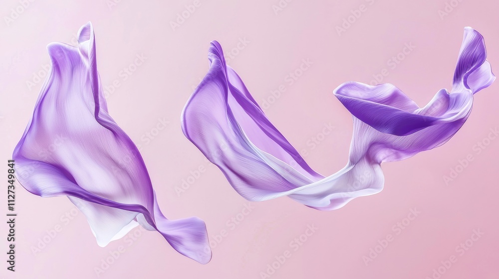 Aufkleber smooth elegant purple and white fabric flowing on a pink background, creating a dynamic and artistic