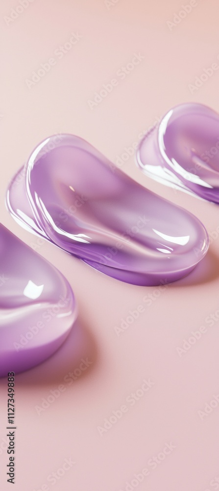 Poster smooth, translucent purple forms rest on a matching background, creating a visually appealing abstra