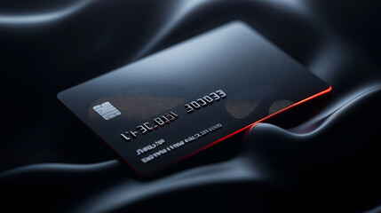 Product presentation of credit card, close up front side of card