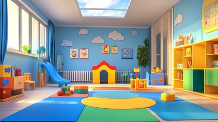 Kindergarten amusement park cartoon scene