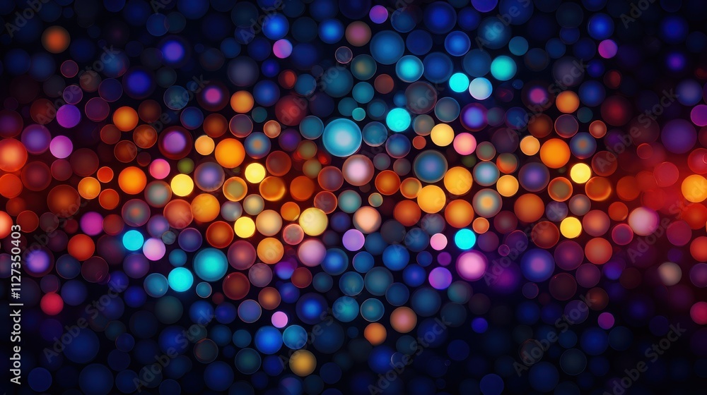 Poster abstract colorful bokeh background of illuminated circles