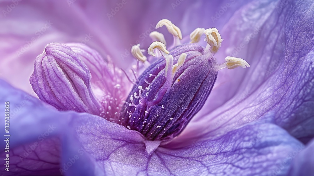 Poster close up of unopened purple tree mallow bud showcasing delicate details and textures in a soft paste