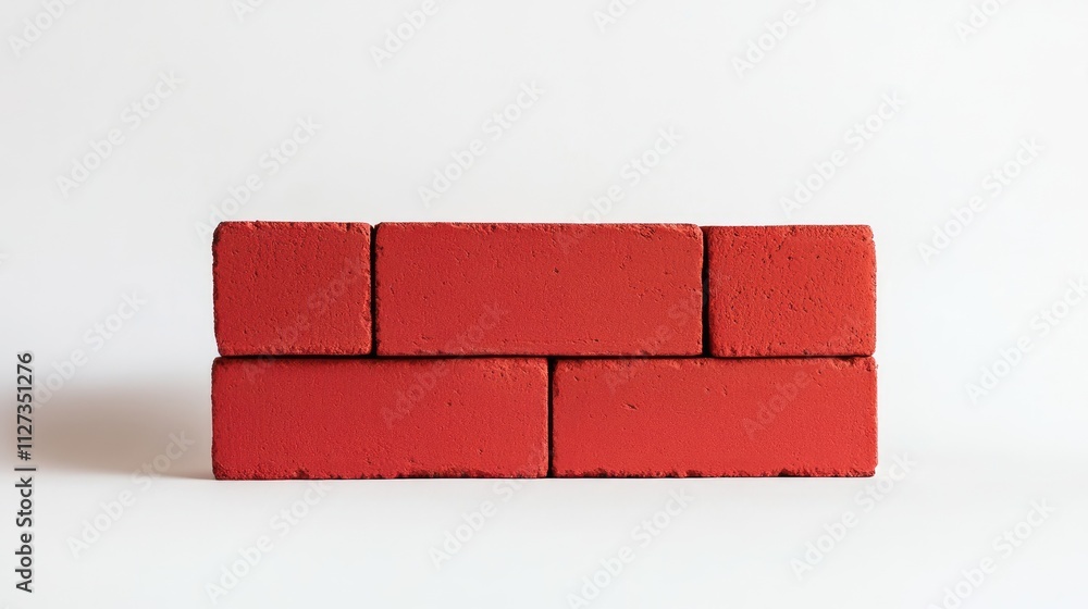 Poster red building bricks arranged neatly on a clean white background showcasing construction materials fo