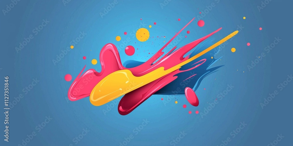 Poster vivid colors exploding in dynamic shapes, capturing the essence of creativity, energy, and artistic 