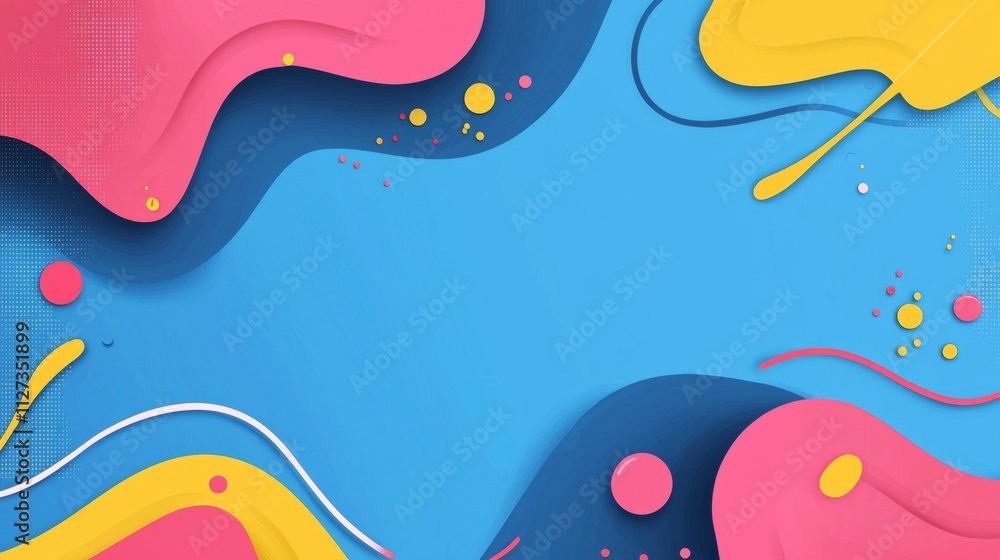 Poster vibrant fluid shapes and colorful dots create a dynamic and playful abstract background with a moder