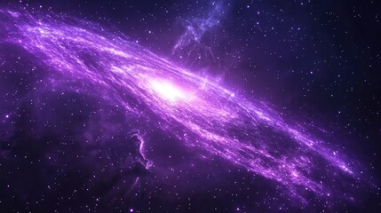 Milky Way galaxy illuminated in vibrant purple hues with a starry sky backdrop capturing the essence of astronomical exploration and stargazing.