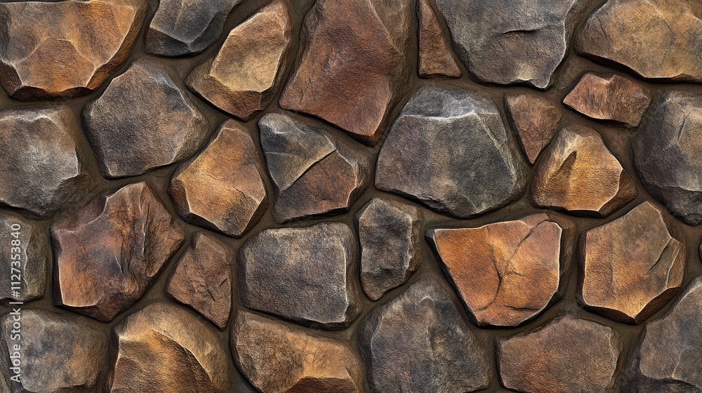 Poster textured stone wall background with varying colors and shapes for design use in digital or print med