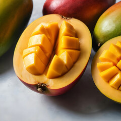 Closeup shot of cut mango