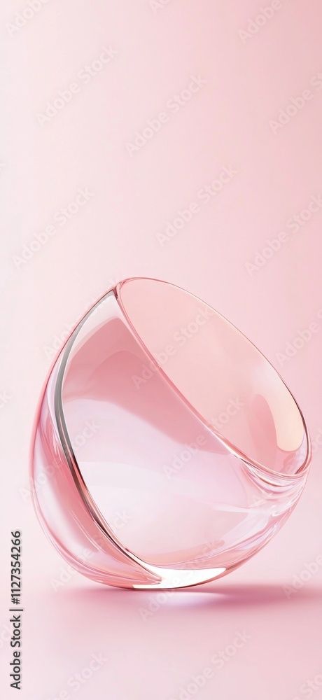 Poster pink glass bowl with a modern and minimalist design casting shadow on a pink background, creating a 