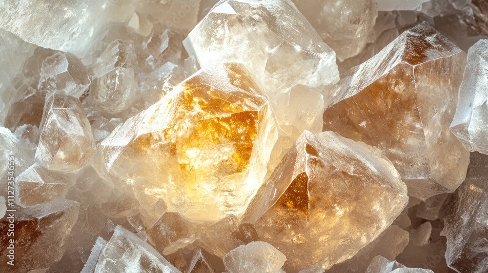 Aufkleber natural ice crystals macro close up with intricate details showcasing the unique textures and light 