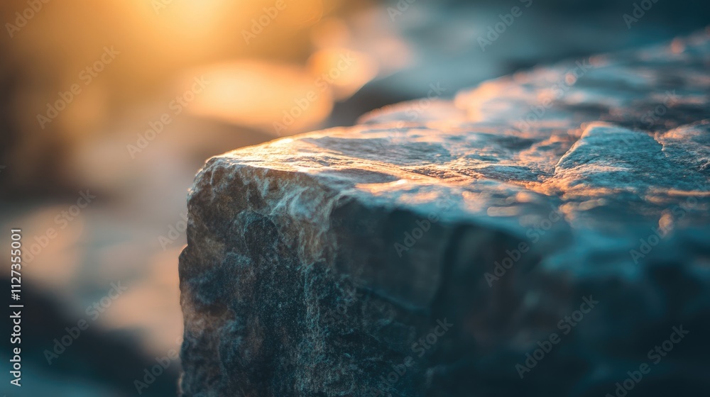 Poster abstract blurred marble stone surface with warm sunlight reflections creating a serene and artistic 