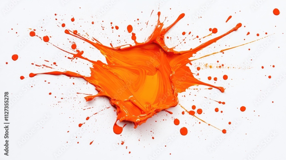 Aufkleber vivid orange paint splash on a clean white background showcasing dynamic movement and vibrant color 