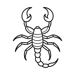 Minimalist Scorpion Lineart Vector Illustration with Curved Tail and Pincers for Modern Design