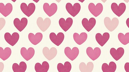 Seamless pattern of pink and magenta hearts creating a romantic, lovely, and tender design, ideal for valentine's day, wedding, or any love-themed project on an ivory background
