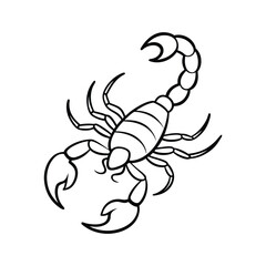 Minimalist Scorpion Lineart Vector Illustration with Curved Tail and Pincers for Modern Design