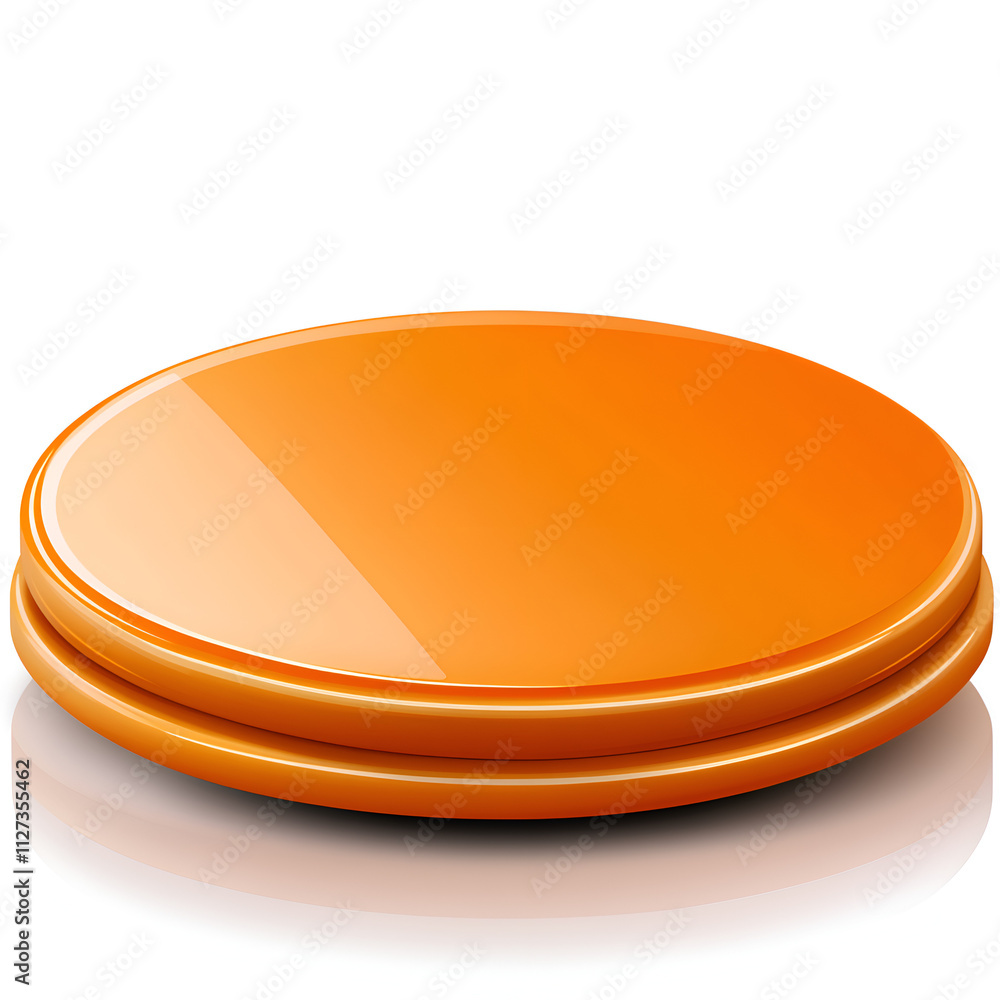 Aufkleber a shiny, orange circular button object appears against a white background.