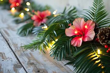 Festive Christmas garland with glowing lights beautifully decorating a cozy space.