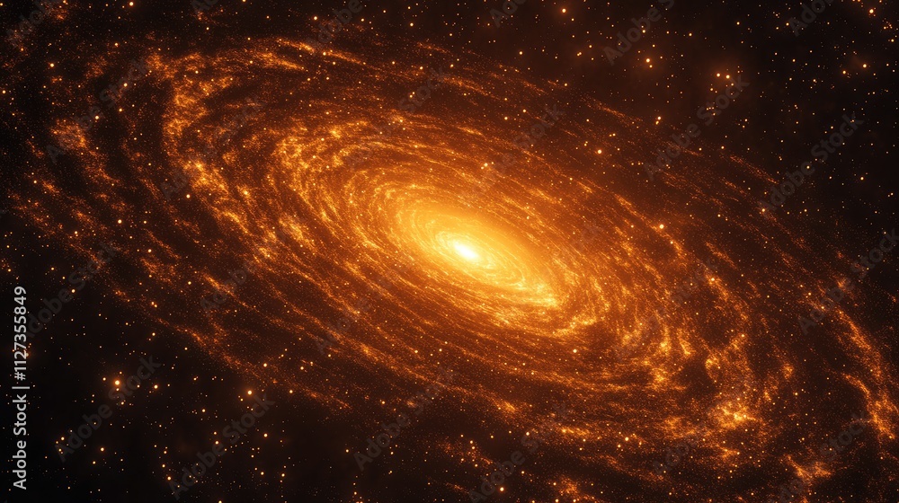 Aufkleber stunning galaxy visualization with golden star formations and swirling patterns in a cosmic space ba