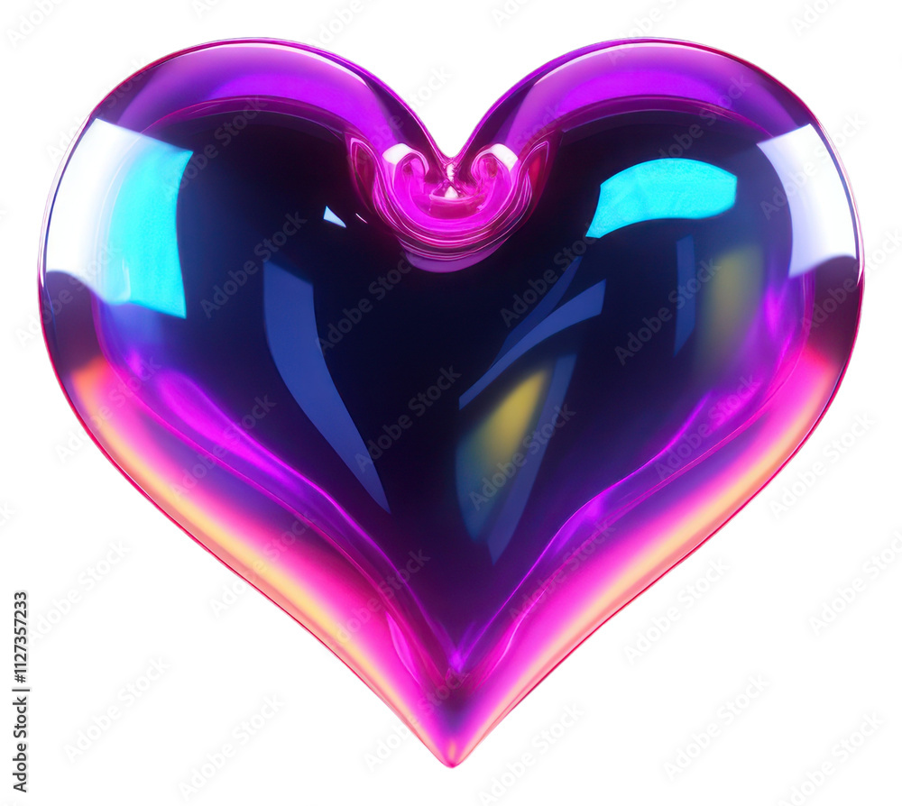 Canvas Prints PNG  3D render of heart shape purple neon illuminated.