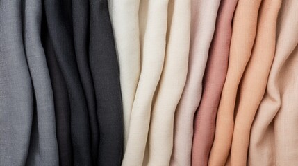 A collection of raw fabric swatches, including cotton and silk, displayed to emphasize natural textures and vibrant color variety.