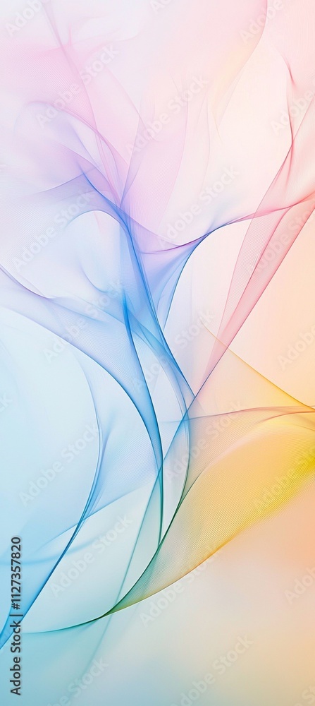 Poster pastel colored abstract background featuring swirling and flowing lines creating a dynamic and ether