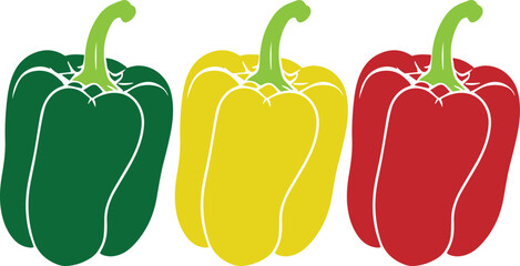 Bell pepper vegetable abstract colorful silhouette on white background vector illustration.